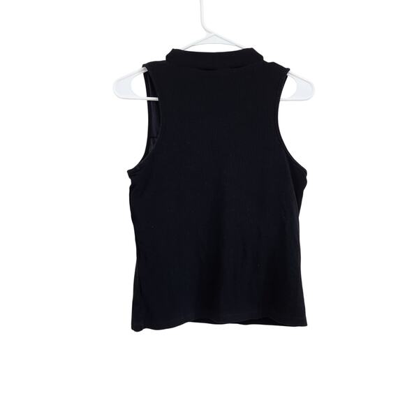 Klassy Network Black Sleeveless Knit Rib Mock Neck Tank Top Brami Shirt Size XL - Picture 4 of 5